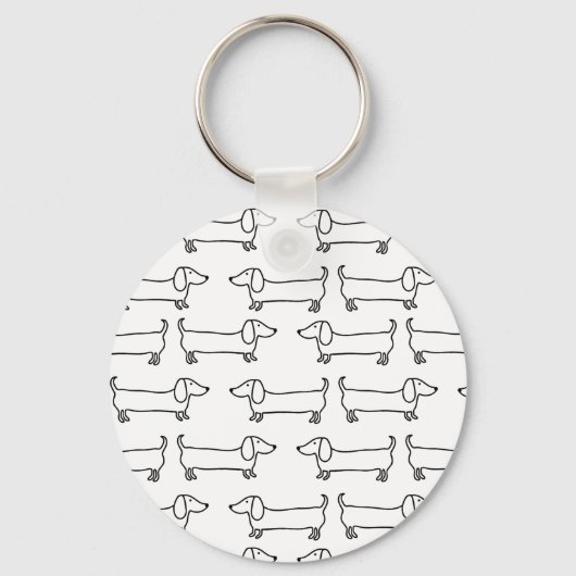 Porte-clés Dachshund en noir blanc (Recto)