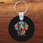 Porte-clés Dachshund Flower Funny Dog (Recto)