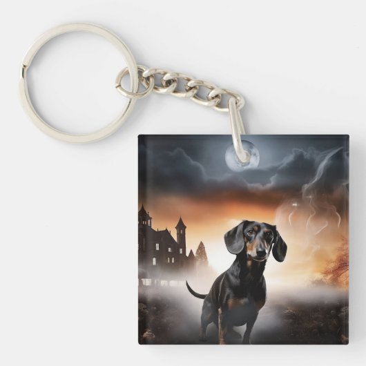 Porte-clés Dachshund Halloween Épouvantable (Devant)