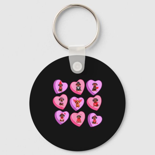 Porte-clés Dachshund Hearts Candy Valentines Weiner Dog Pet L (Recto)