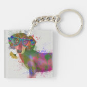 Porte-clés Dachshund & Lunettes Rainbow Splash (Dos)
