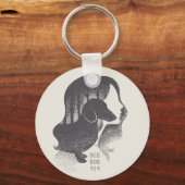 Porte-clés Dachshund Maman Dotwork Pointillisme Illustration (Recto)