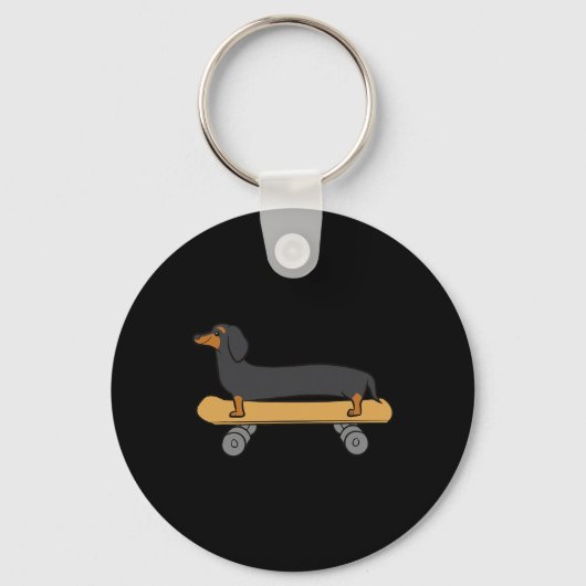 Porte-clés Dachshund mignon en skateboard  (Recto)