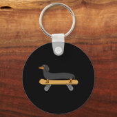 Porte-clés Dachshund mignon en skateboard  (Recto)