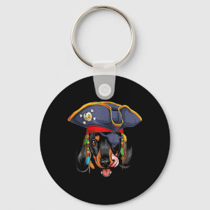 Porte-clés Dachshund noir pirate drôle Halloween chien wiener
