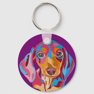 Porte-clés Dachshund pourpre