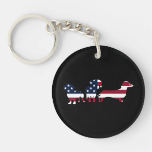 Porte-clés Dachshund Quatrième 4 juillet Chiens Patriotiques