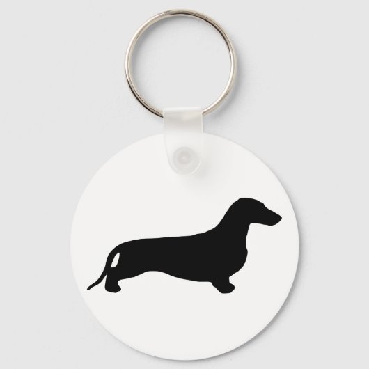 Porte-clés Dachshund silhouette noire + vos idées (Recto)