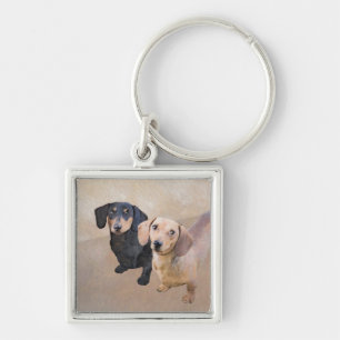 Porte-clés Dachshund (Smooth) Peinture - Art Chien original