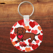 Porte-clés Dachshund Valentine Caricature (Recto)