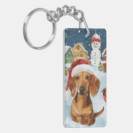 Porte-clés Dachshund Winter Wonderland Christmas Joy (Devant gauche)