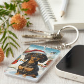 Porte-clés Dachshund Winter Wonderland Christmas Joy (Devant droit)