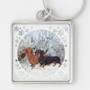 Porte-clés Dachshunds dans la Neige
