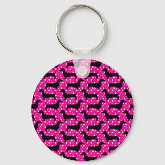 Porte-clés Dachshunds Pink Polka (Recto)