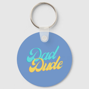 Porte-clés Dad Dude Pin Badge Keyring Light Blue Background