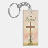 Porte-clés Dad Easter Rejoice Cross and Lilies Religious (Devant gauche)