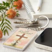 Porte-clés Dad Easter Rejoice Cross and Lilies Religious (Devant droit)