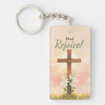 Dad Easter Rejoice Cross and Lilies Religious