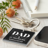 Porte-clés Dad Est. Year Name Number Bold Font Photo (Devant Droit)