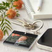 Porte-clés Dad Established Custom Year Photo Father Keepsake (Devant Droit)
