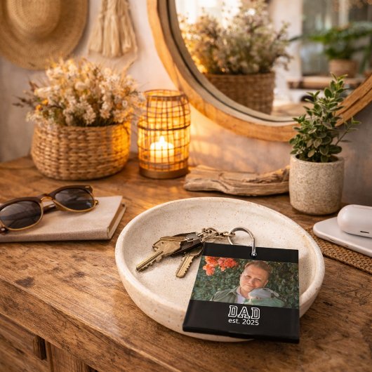 Porte-clés Dad Established Custom Year Photo Father Keepsake