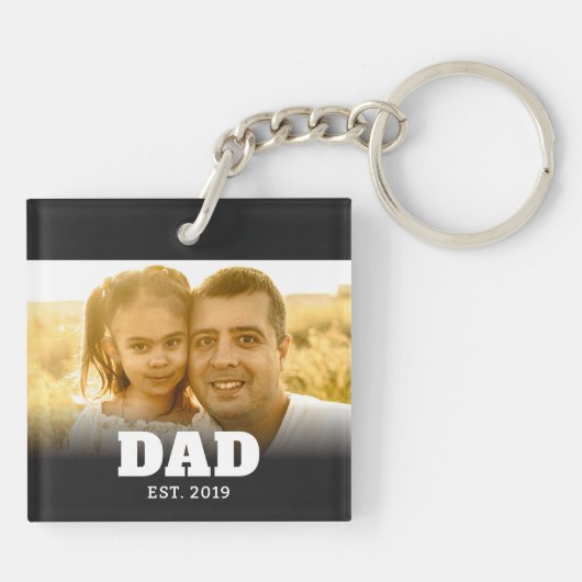 Porte-clés Dad Established Modern Bold Photo (Dos)