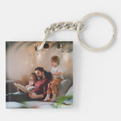 Porte-clés Dad Line Art Father Child Photo Design (Dos)