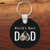Porte-clés Dad Photo in Black Heart Frame Modern Text (Verso)