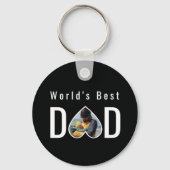 Porte-clés Dad Photo in Black Heart Frame Modern Text (Verso)