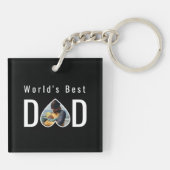 Porte-clés Dad Photo in Black Heart Frame Modern Text (Dos)