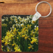 Porte-clés Daffodiles jaunes et blancs Fleurs de printemps (Verso)