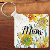 Porte-clés Daffodique Aquarelle Fleur art Anniversaire Mum Go (Recto)