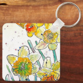 Porte-clés Daffodique Aquarelle Fleur art Anniversaire Mum Go (Verso)