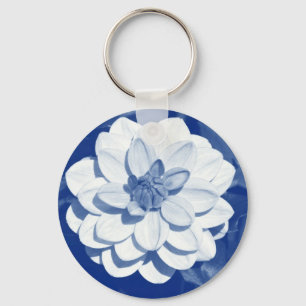 Porte-clés Dahlia - Cyanotype numérique