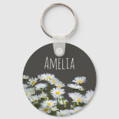 Porte-clés Daisies on Grey Personalised (Verso)
