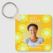 Porte-clés Daisy Best Teacher Photo Jaune Orange (Recto)