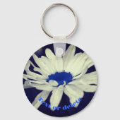 Porte-clés Daisy Blue Center Fleur Abstraite personnalisée (Recto)