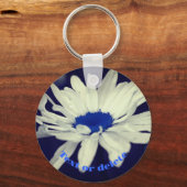 Porte-clés Daisy Blue Center Fleur Abstraite personnalisée (Verso)