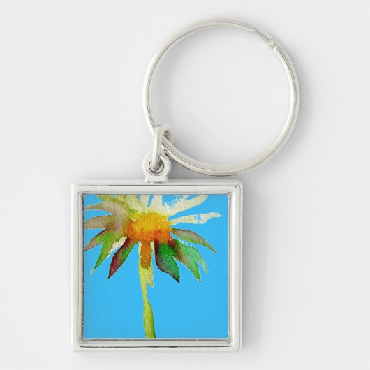 Porte-clés Daisy Blue Modern Art fleur (Devant)