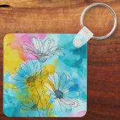 Porte-clés Daisy Flower Aluminium Carré Porte - clé cadeau (Verso)