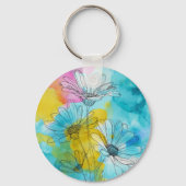 Porte-clés Daisy Flower Aluminium Circle Porte - clé Cadeau (Verso)
