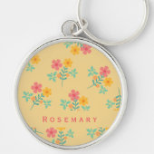 Porte-clés Daisy Retro Bouquet Motif en Jaune (Devant)