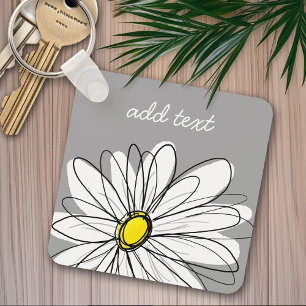 Porte-clés Daisy tendance avec gris et jaune