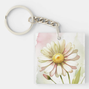 Porte-clés Daisy Watercolor Flower Moderne Professionnel