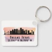 Porte-clés Dallas TX Skyline Latitude and Longitude  (Recto)