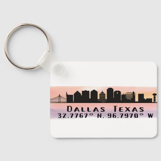 Porte-clés Dallas TX Skyline Latitude and Longitude  (Verso)