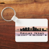 Porte-clés Dallas TX Skyline Latitude and Longitude  (Verso)