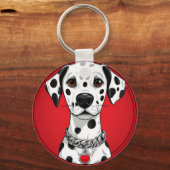 Porte-clés Dalmatien avec collier à coeur rouge (Verso)