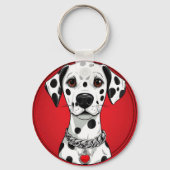 Porte-clés Dalmatien avec collier à coeur rouge (Verso)