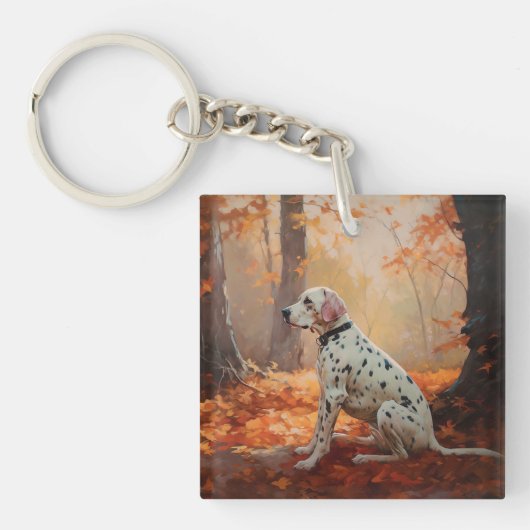 Porte-clés Dalmatien en automne Feuilles automne Inspirer (Devant)